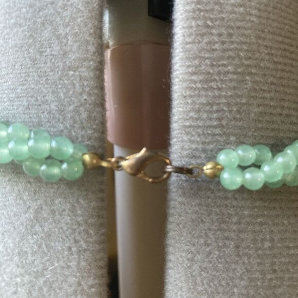 Vintage Aventurine Gemstone and Rice Pearl Beaded Necklace Choker Runway Retro - Picture 8 of 9